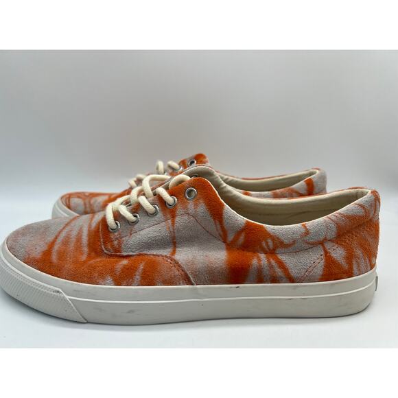 Polo Ralph Lauren Orange Tie Dye Sneakers Harpoon Casual Shoes Men’s Size 9D - Picture 2 of 16